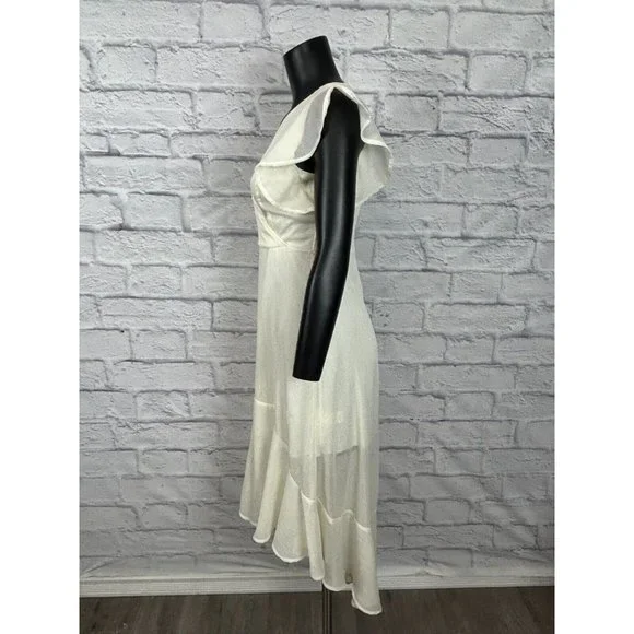 Altar’D State Florentina H3 Ivory Ruffled Wrap Dress Polyester Women's Small NWT - Picture 4 of 9